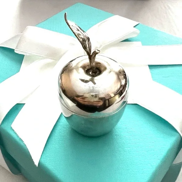 Vintage Tiffany & Co. apple trinket jewelry pill box lidded - Picture 3 of 16